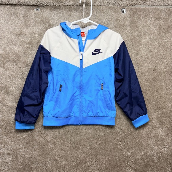 Nike Other - Nike Windrunner Windbreaker Jacket Blue White Navy Colorblock Kids 4T C663-B24